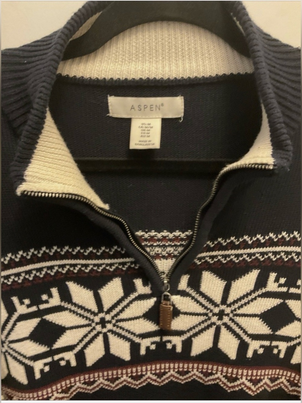Aspen Navy Fair Isle Half-Zip Sweater